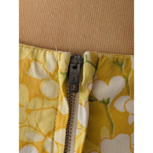 Dash About Dress VTG 60s Women's Yellow Cotton Rayon Floral A Line Mod Size 14 - Picture 6 of 11